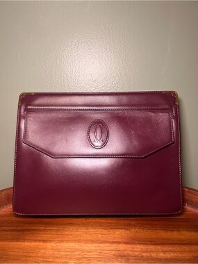Vintage Cartier Burgundy Leather Toiletry Bag/Travel Pouch